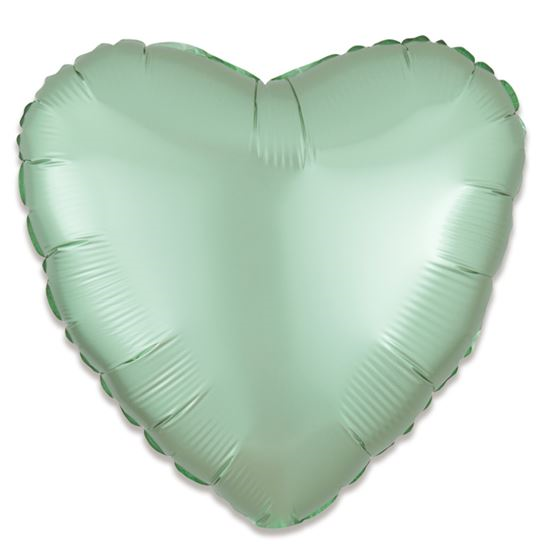 Folieballon hart satin mint groen 43cm