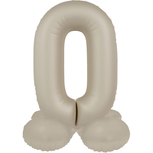 Folieballon met voetje 0 creamy latte 72cm
