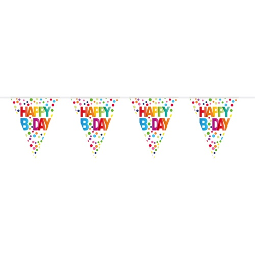 Vlaggenlijn Happy Birthday confetti