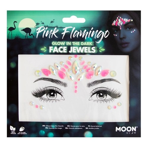 Face and body jewels Pink Flamingo Glow in the dark