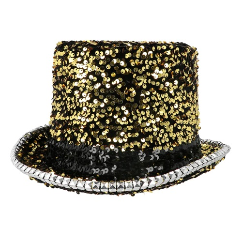 Hoge hoed pailletten goud luxe