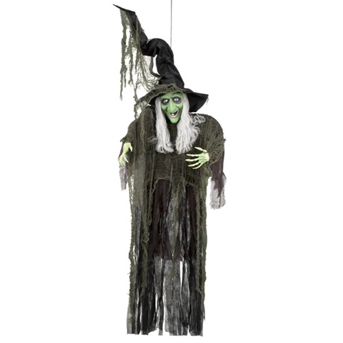 Halloween hangdecoratie gemene heks 190cm