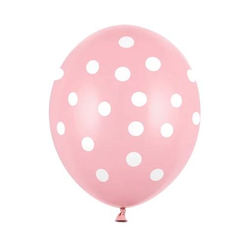 Ballonnen baby roze met witte stippen 6st