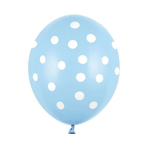 Ballonnen licht blauw met witte stippen 6st