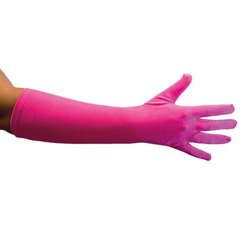 Handschoenen roze elastisch 40cm