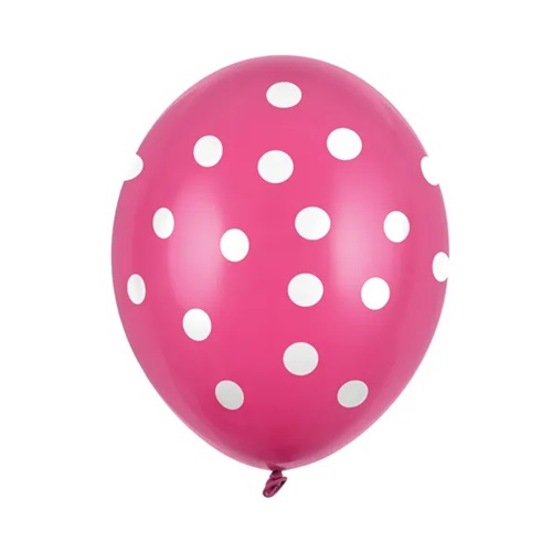 Ballonnen roze met witte stippen 6st