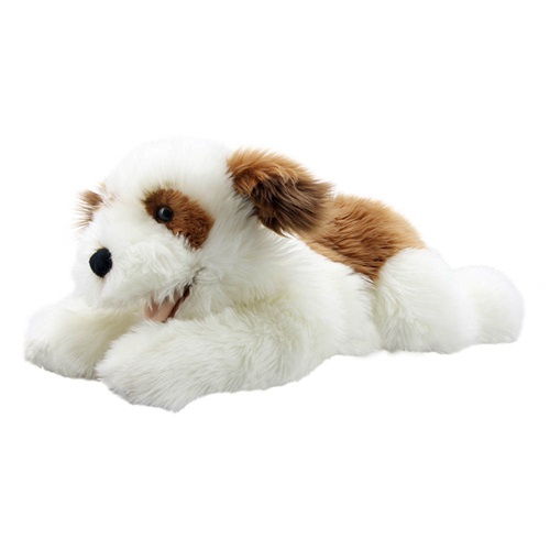 Puppet company handpop hond bruin wit 45cm