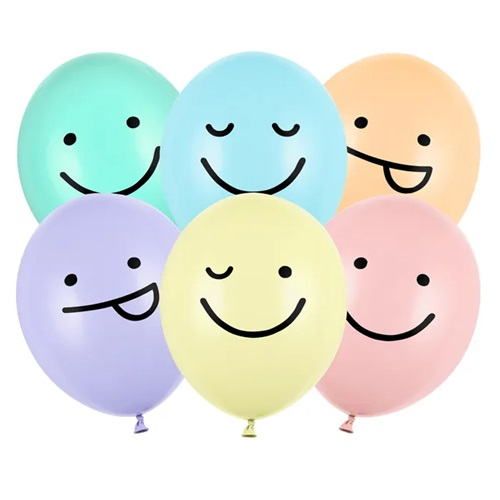 Ballonnen Pastel Happy faces 6st